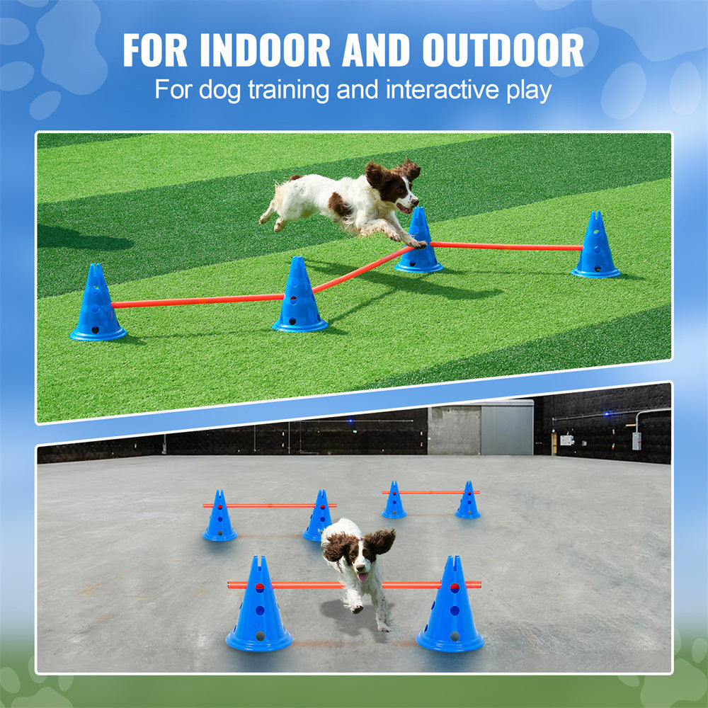 Dog Agility Hurdle Cone Set 6 PCS Kit-12 X Cones 6 X Agility Rods With Bag