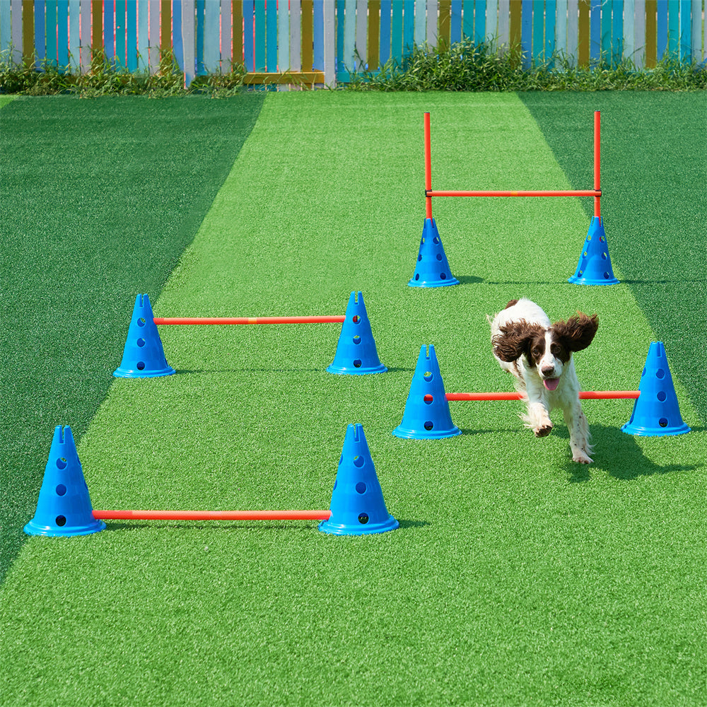 Dog Agility Hurdle Cone Set 6 PCS Kit-12 X Cones 6 X Agility Rods With Bag